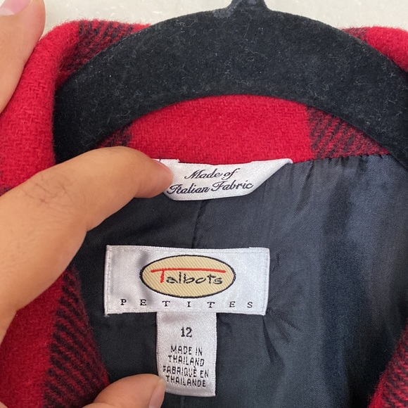 TALBOTS| plaid red coat 12P - Picture 5 of 11
